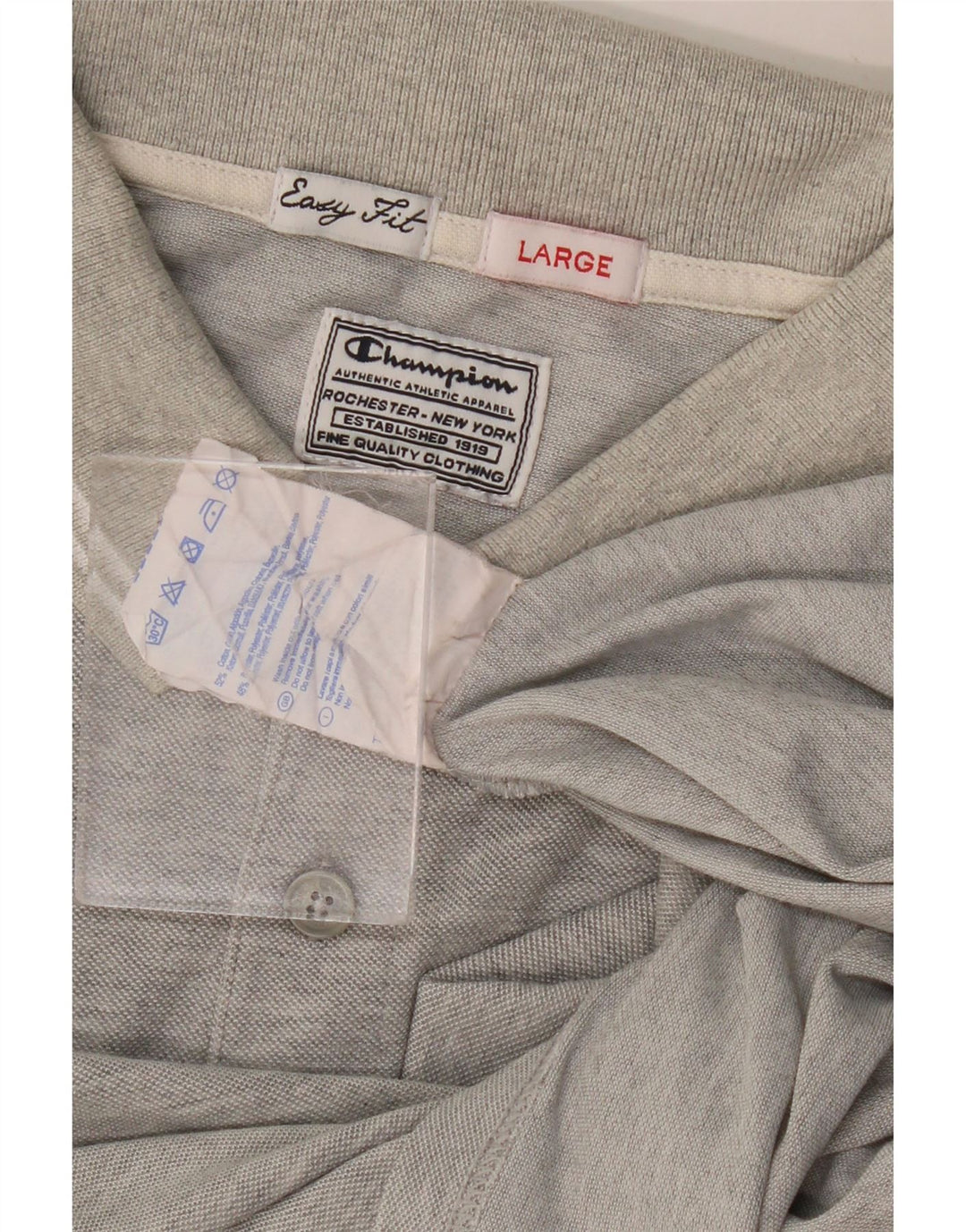 CHAMPION Mens Easy Fit Polo Shirt Large Grey Flecked Cotton