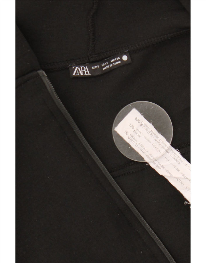 Zara Womens Oversized Zip Hoodie Sweater UK 10 Small Black Polyester