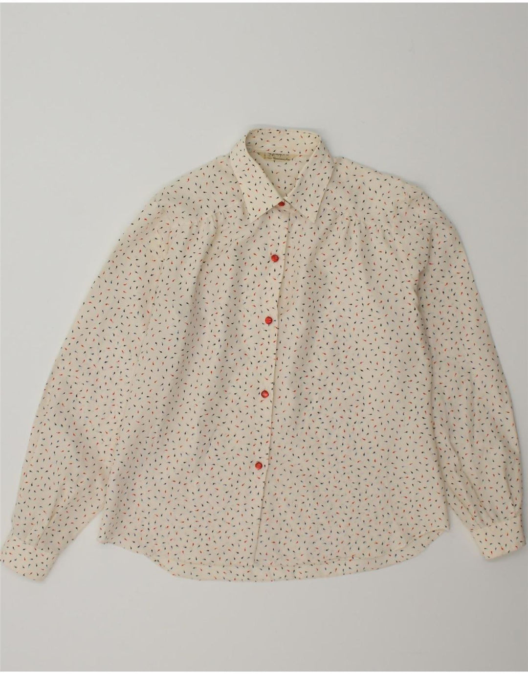 VINTAGE Womens Abstract Pattern Shirt IT 46 Large White Vintage Vintage and Second-Hand Vintage from Messina Hembry 