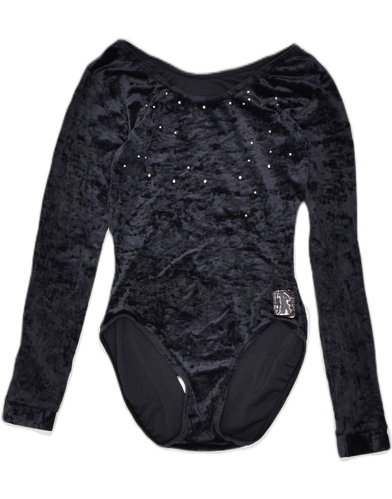 VINTAGE Womens Bodysuit UK 8 Small Black Nylon | Vintage | Thrift | Second-Hand | Used Clothing | Messina Hembry 