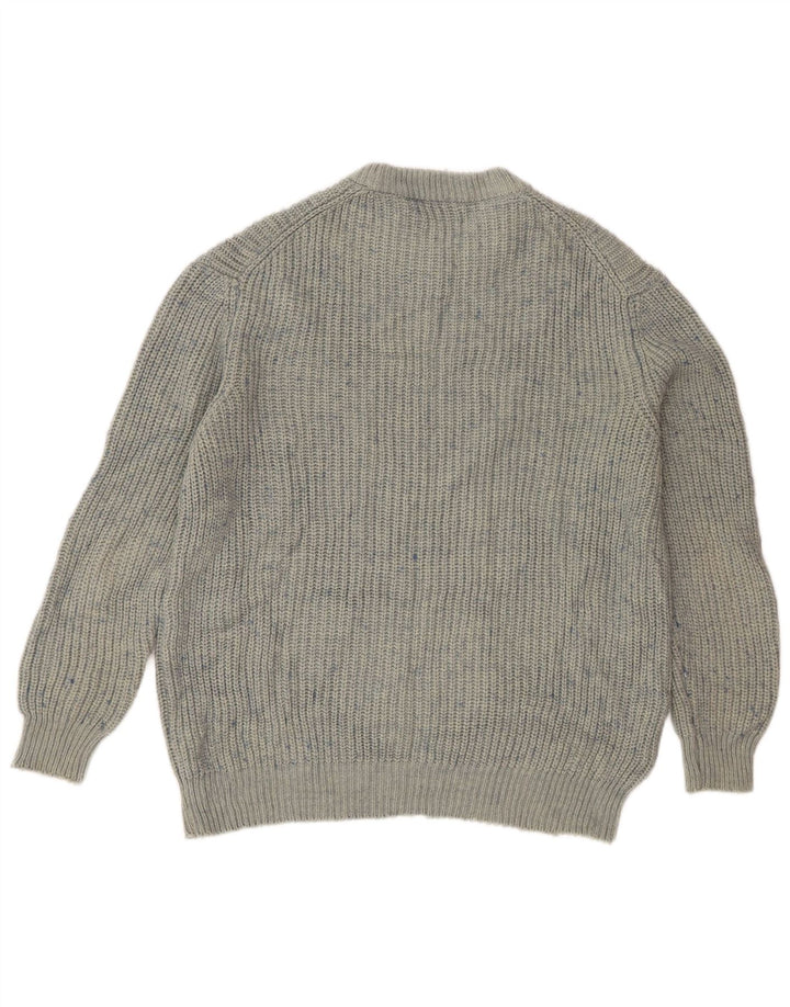 Zara Mens Crew Neck Jumper Sweater Medium Blue Flecked Acrylic