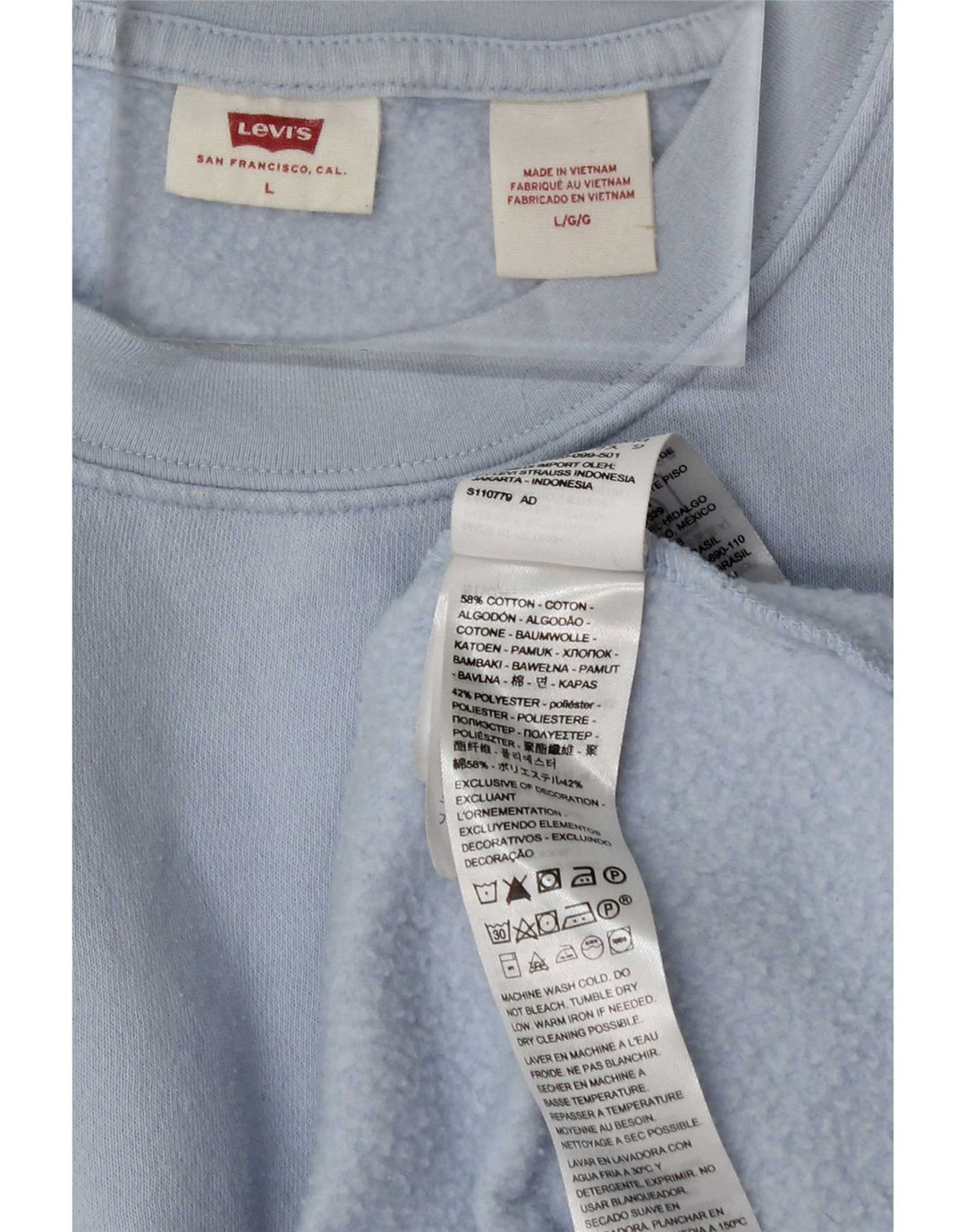 Levi's Womens Sweatshirt Jumper UK 16 Large Blue Cotton