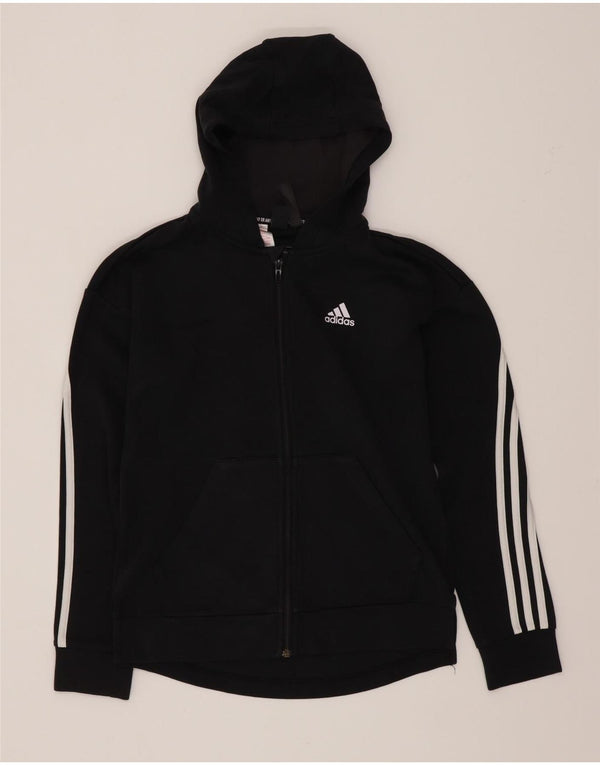 Adidas Girls Regular Fit Zip Hoodie Sweater 13-14 Years Black Sports