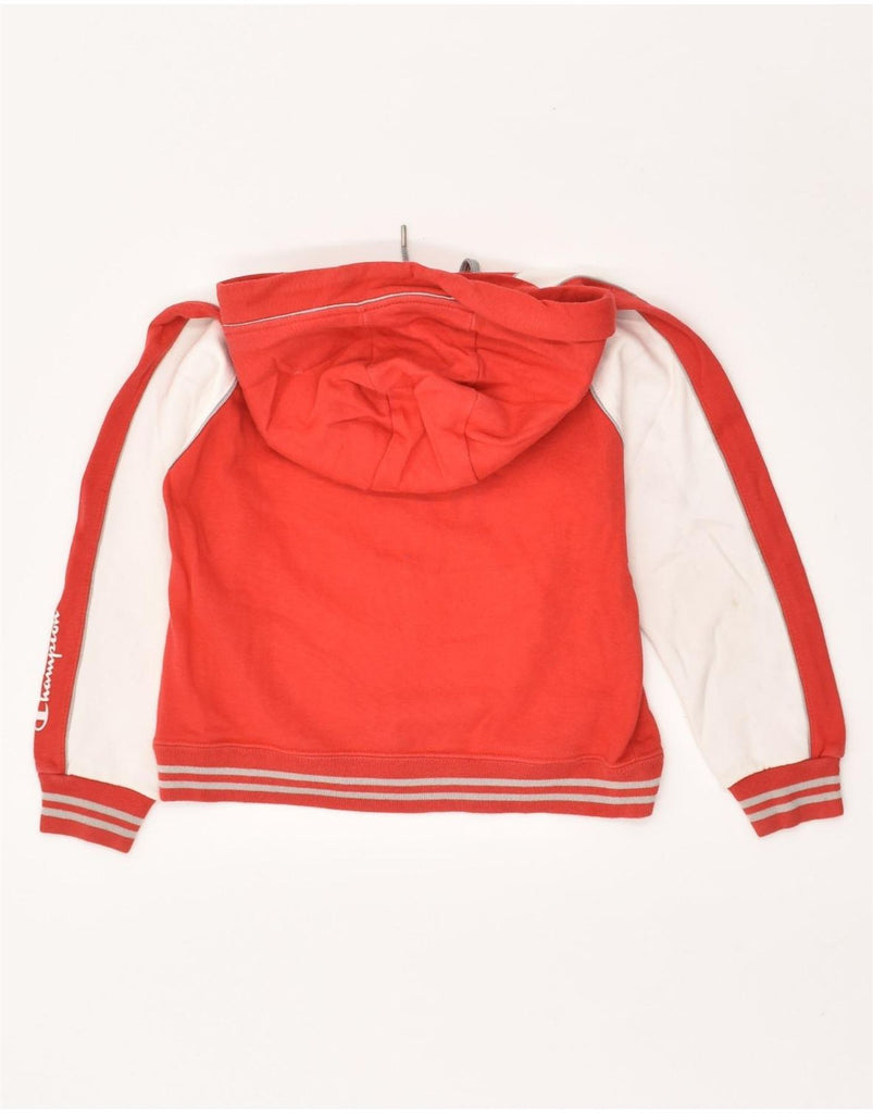 CHAMPION Girls Graphic Hoodie Jumper 7-8 Years Red Colourblock Cotton | Vintage Champion | Thrift | Second-Hand Champion | Used Clothing | Messina Hembry 