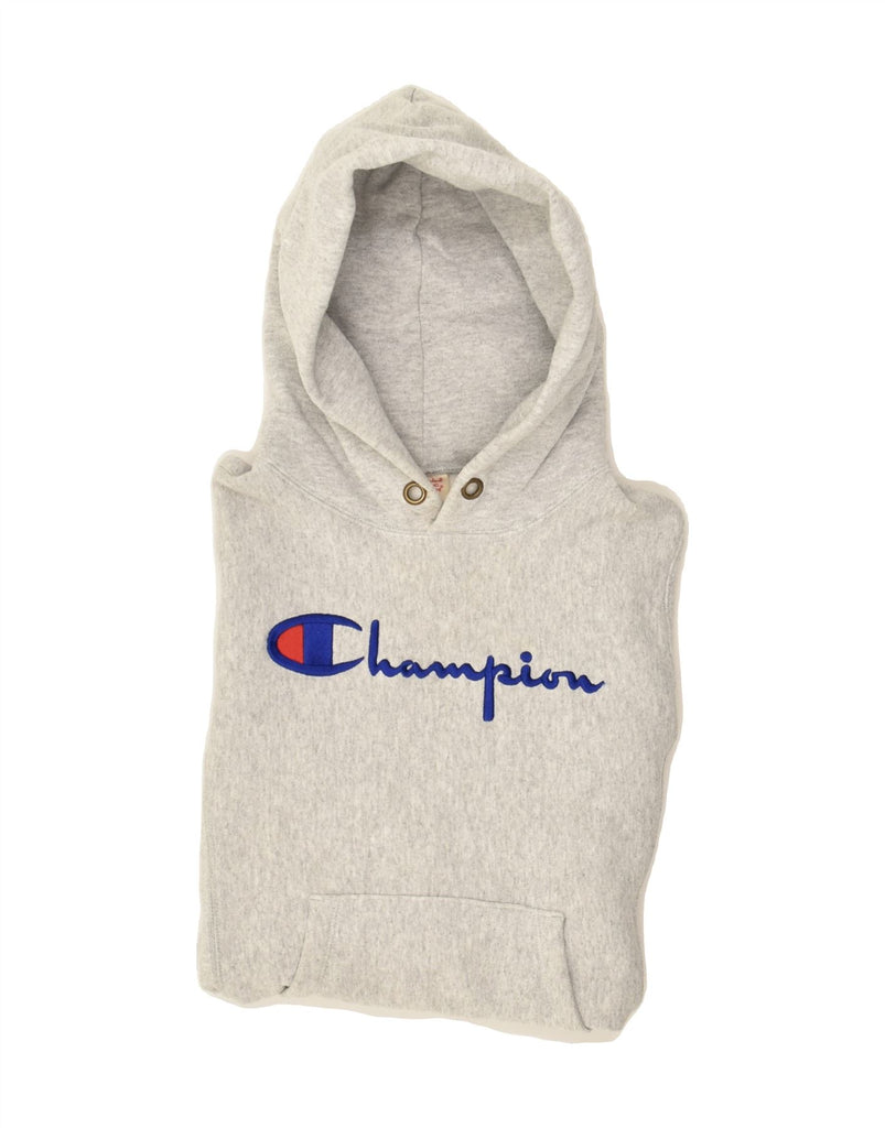 CHAMPION Womens Graphic Hoodie Jumper UK 8 Small Grey Cotton | Vintage Champion | Thrift | Second-Hand Champion | Used Clothing | Messina Hembry 