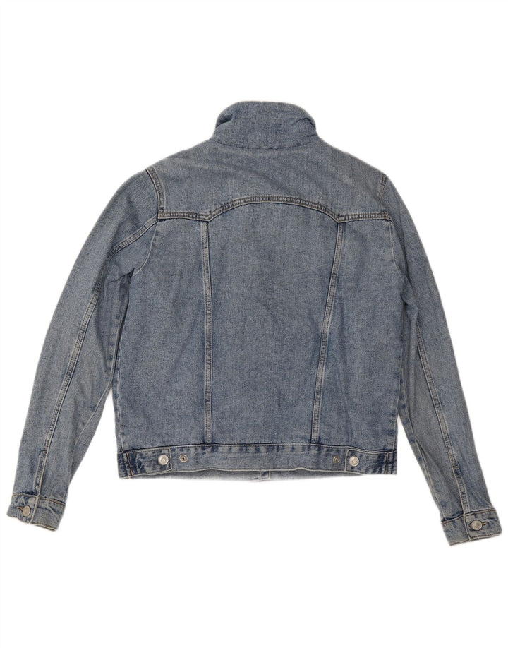 Topshop Womens Sherpa Denim Jacket UK 12 Medium  Blue Cotton