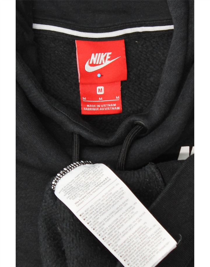 NIKE Mens Graphic Hoodie Jumper Medium Black Cotton