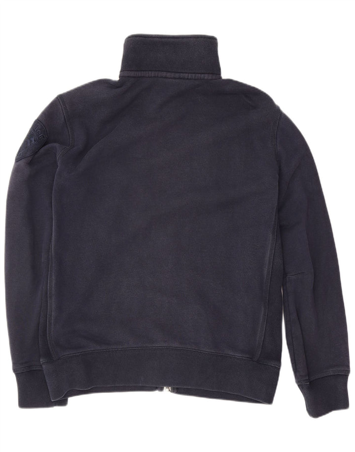 Blauer Womens Graphic Tracksuit Top Jacket UK 14 Large Navy Blue Cotton