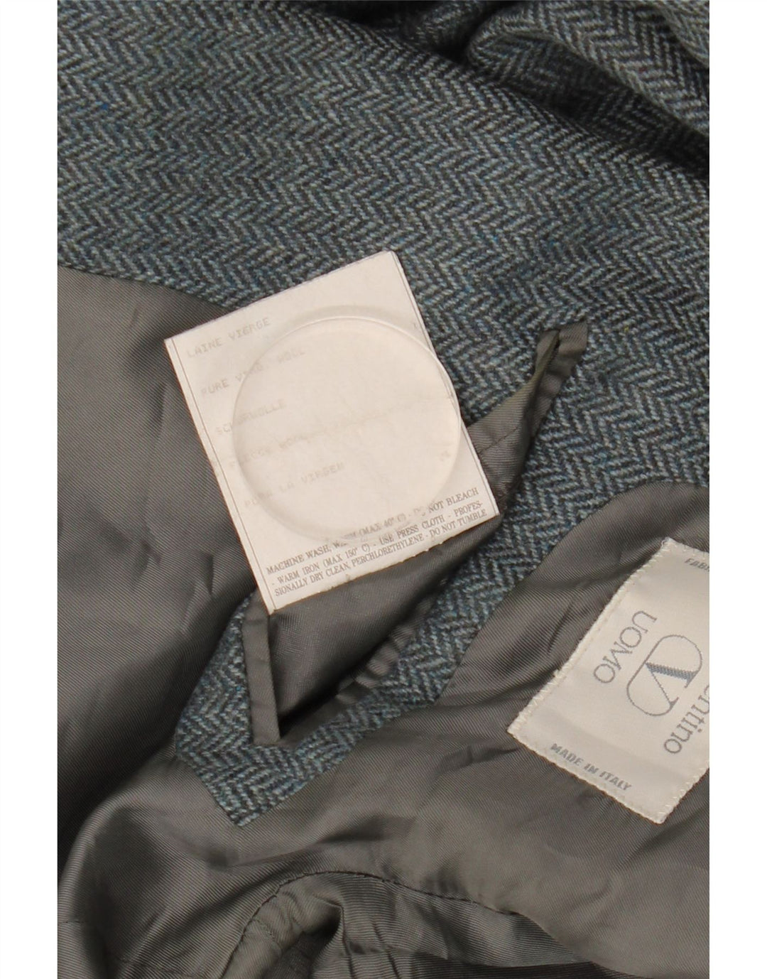 Valentino Mens 2 Button Blazer Jacket IT 50 Large Grey Herringbone Wool
