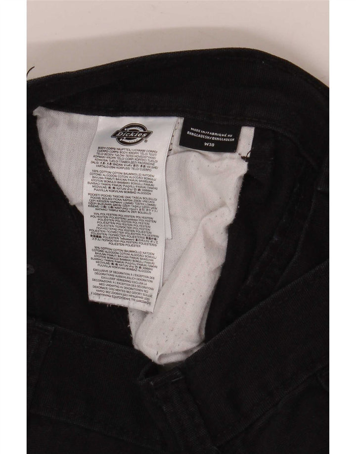 Dickies Mens Straight Cargo Trousers W30 L32 Black Cotton