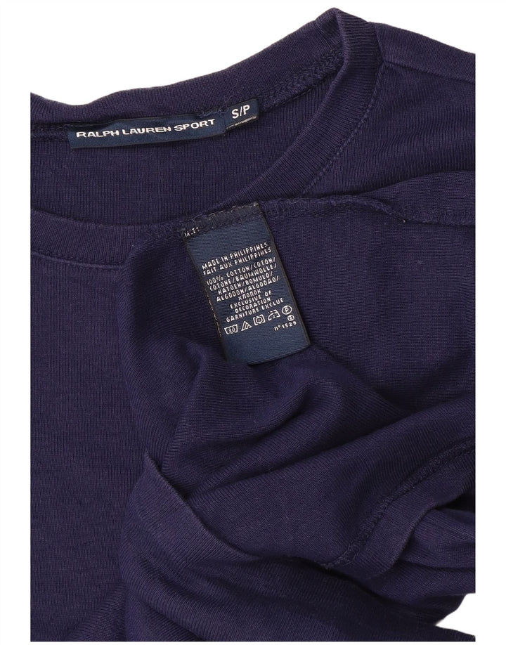 RALPH LAUREN Womens Top Long Sleeve UK 10 Small Navy Blue Cotton