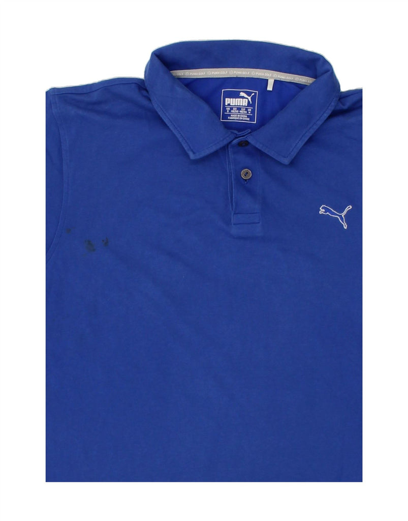 PUMA Mens Polo Shirt Medium Blue | Vintage Puma | Thrift | Second-Hand Puma | Used Clothing | Messina Hembry 