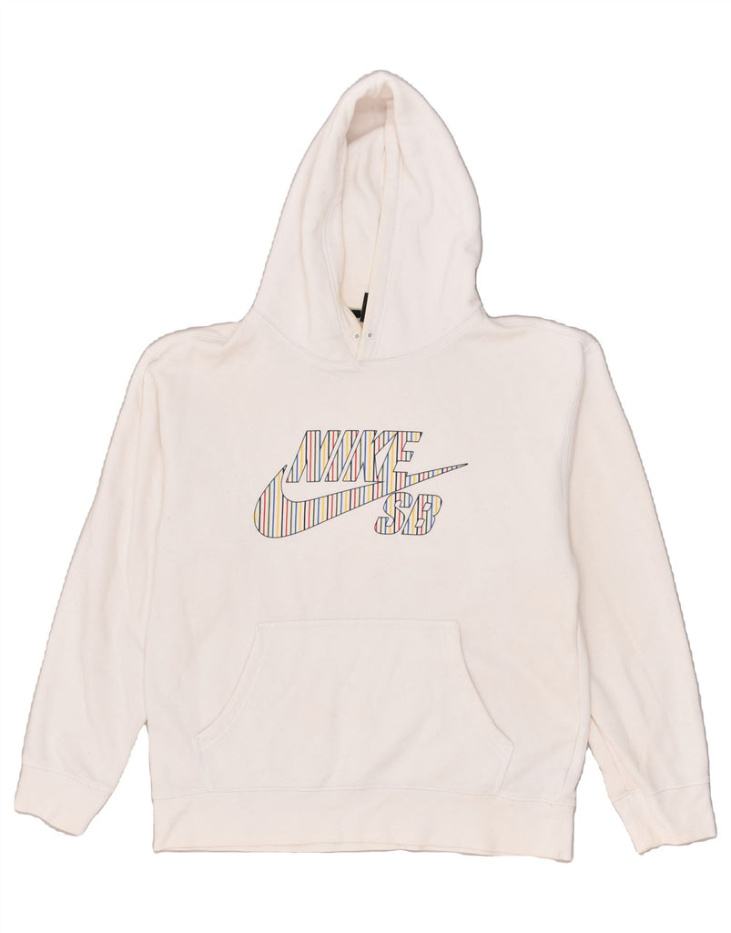 NIKE Mens Graphic Hoodie Jumper Medium White Cotton | Vintage Nike | Thrift | Second-Hand Nike | Used Clothing | Messina Hembry 