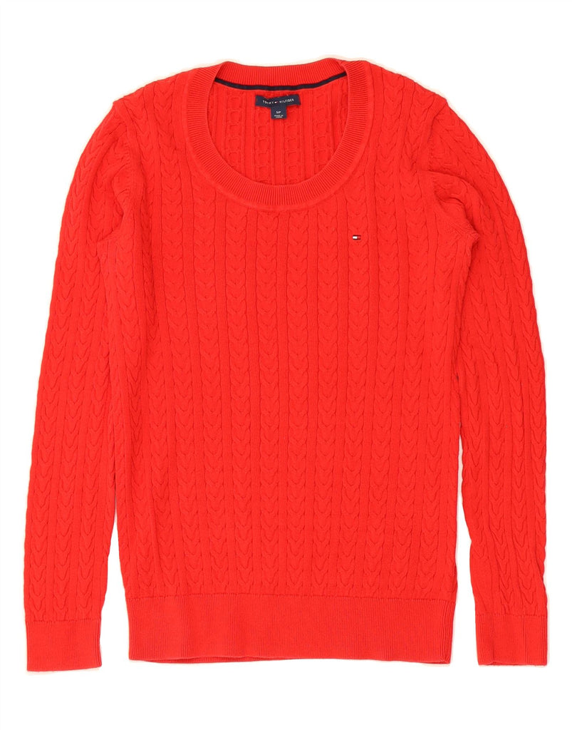 TOMMY HILFIGER Womens Crew Neck Jumper Sweater UK 10 Small Red Cotton Vintage Tommy Hilfiger and Second-Hand Tommy Hilfiger from Messina Hembry 