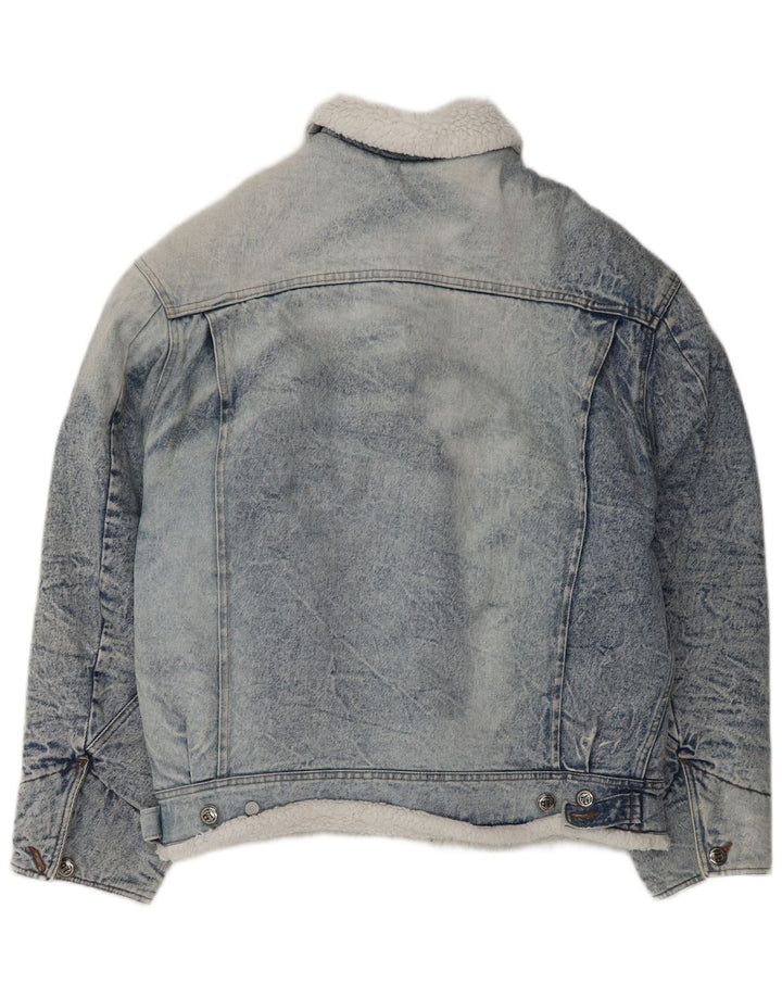 Parfois Mens Denim Sherpa Jacket UK 40 Large Blue Cotton