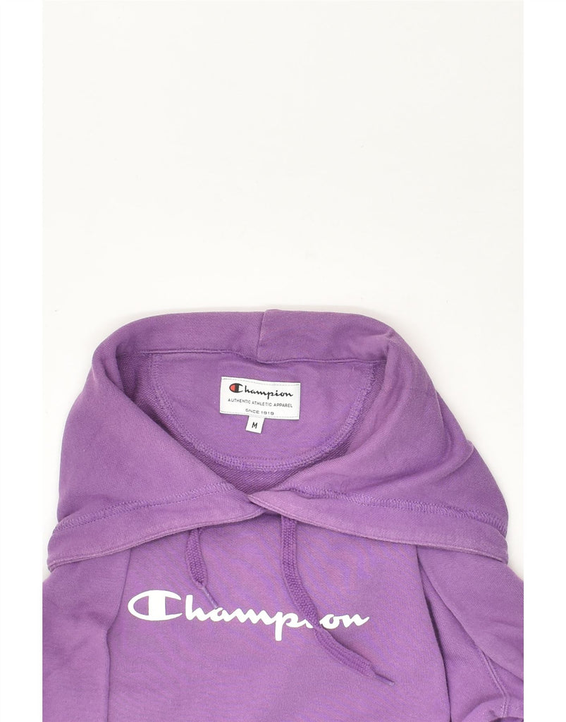 CHAMPION Womens Graphic Hoodie Jumper UK 14 Medium Purple Cotton | Vintage Champion | Thrift | Second-Hand Champion | Used Clothing | Messina Hembry 