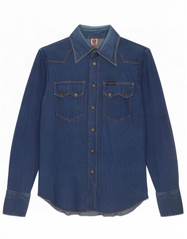 Pooh Womens Western Slim Fit Denim Shirt US 10 Large Blue