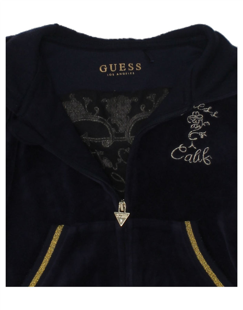 GUESS Baby Girls Graphic Zip Hoodie Sweater 18-24 Months Navy Blue | Vintage Guess | Thrift | Second-Hand Guess | Used Clothing | Messina Hembry 