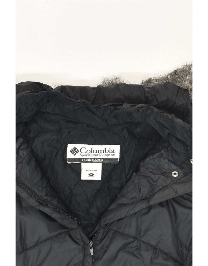 COLUMBIA Womens Hooded Padded Jacket UK 14 Medium Black Polyester | Vintage Columbia | Thrift | Second-Hand Columbia | Used Clothing | Messina Hembry 