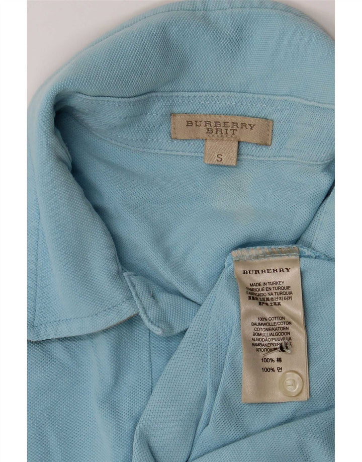 Burberry Mens BRIT Polo Shirt Small Blue Cotton