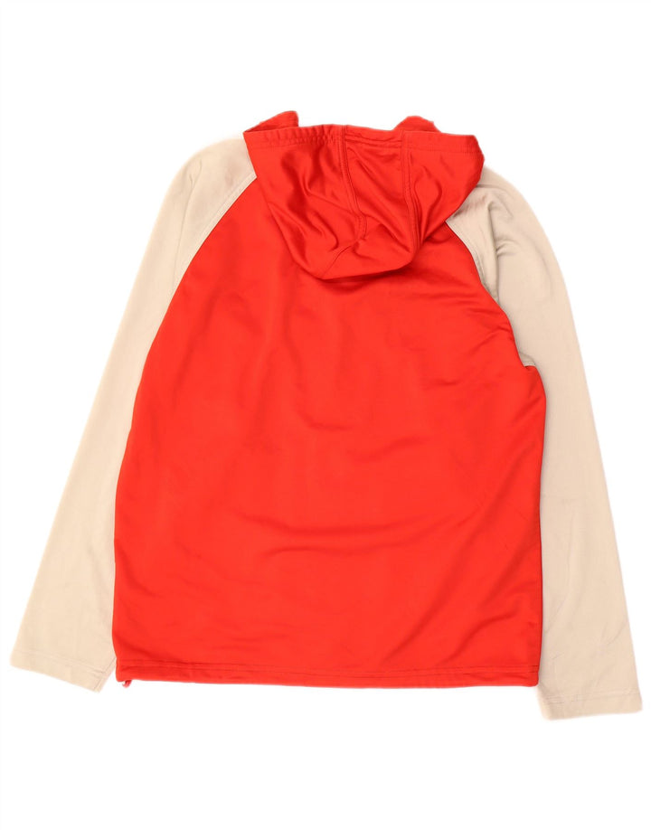 ADIDAS Boys Graphic Zip Hoodie Sweater 13-14 Years Red Colourblock