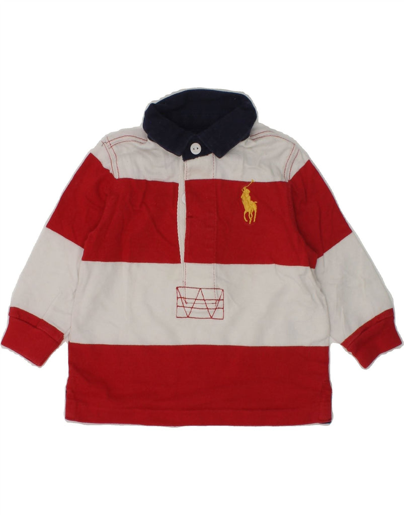 RALPH LAUREN Baby Boys Long Sleeve Rugby Polo Shirt 3-6 Months Red Striped | Vintage Ralph Lauren | Thrift | Second-Hand Ralph Lauren | Used Clothing | Messina Hembry 