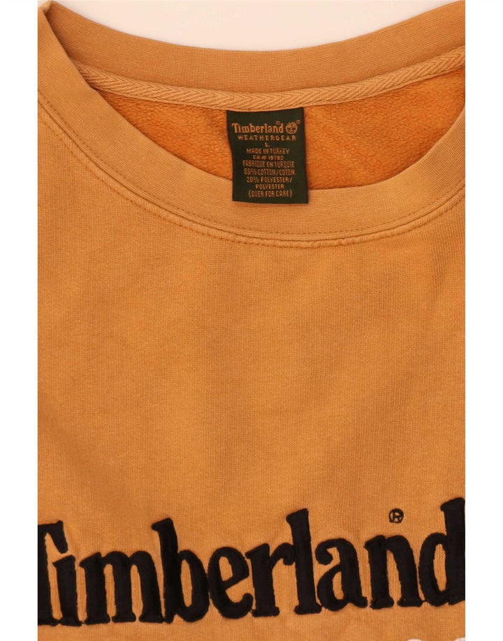 Timberland Mens Graphic Sweatshirt Jumper Large Orange Cotton