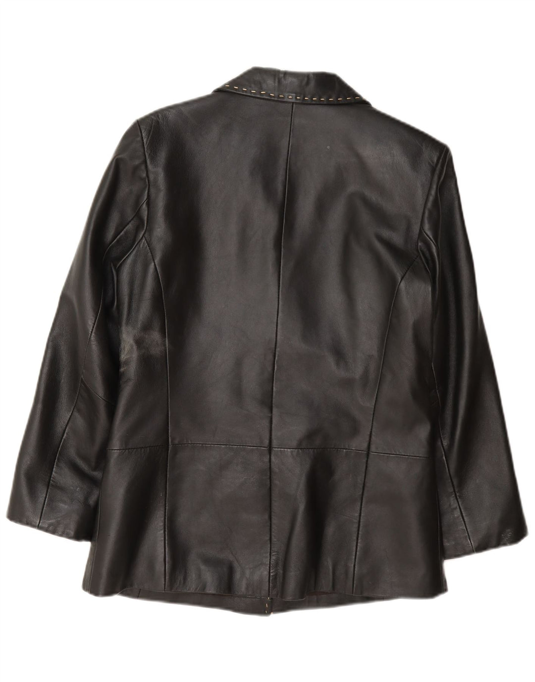 Julia S. Roma Womens 3 Button Leather Blazer Jacket UK 12 Medium Black