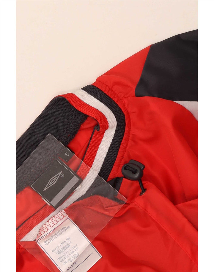 Umbro Mens Pullover Tracksuit Top Jacket Small Red Colourblock Polyester