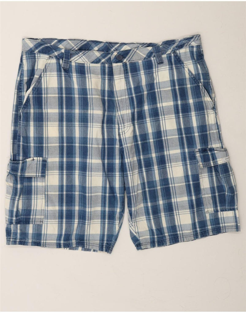 WRANGLER Mens Cargo Shorts W40 XL Blue Check Cotton Vintage Wrangler and Second-Hand Wrangler from Messina Hembry 