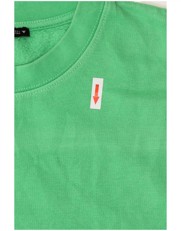 Zara Womens Crop Sweatshirt Jumper UK 14 Medium Green Cotton