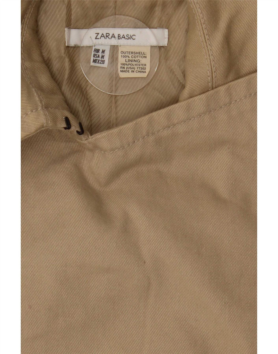 Zara Womens Double Breasted Trench Coat UK 14 Medium Beige Cotton