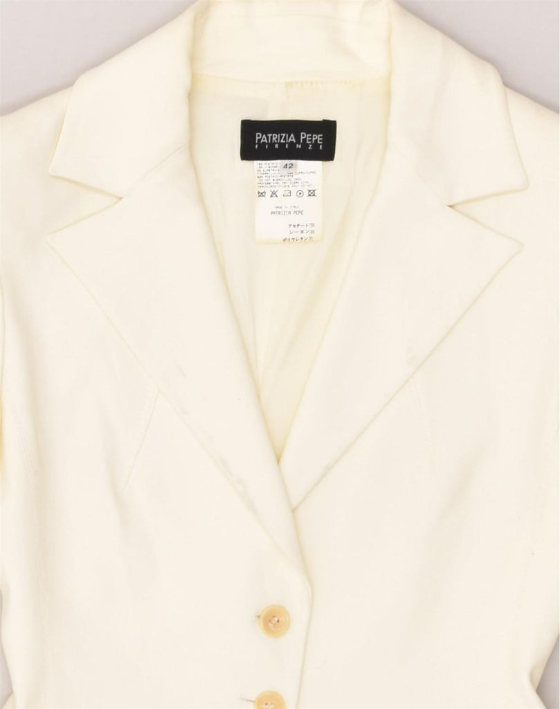 PATRIZIA PEPE FIRENZE Womens 2 Button Blazer Jacket IT 42 Medium Off White | Vintage Patrizia Pepe Firenze | Thrift | Second-Hand Patrizia Pepe Firenze | Used Clothing | Messina Hembry 