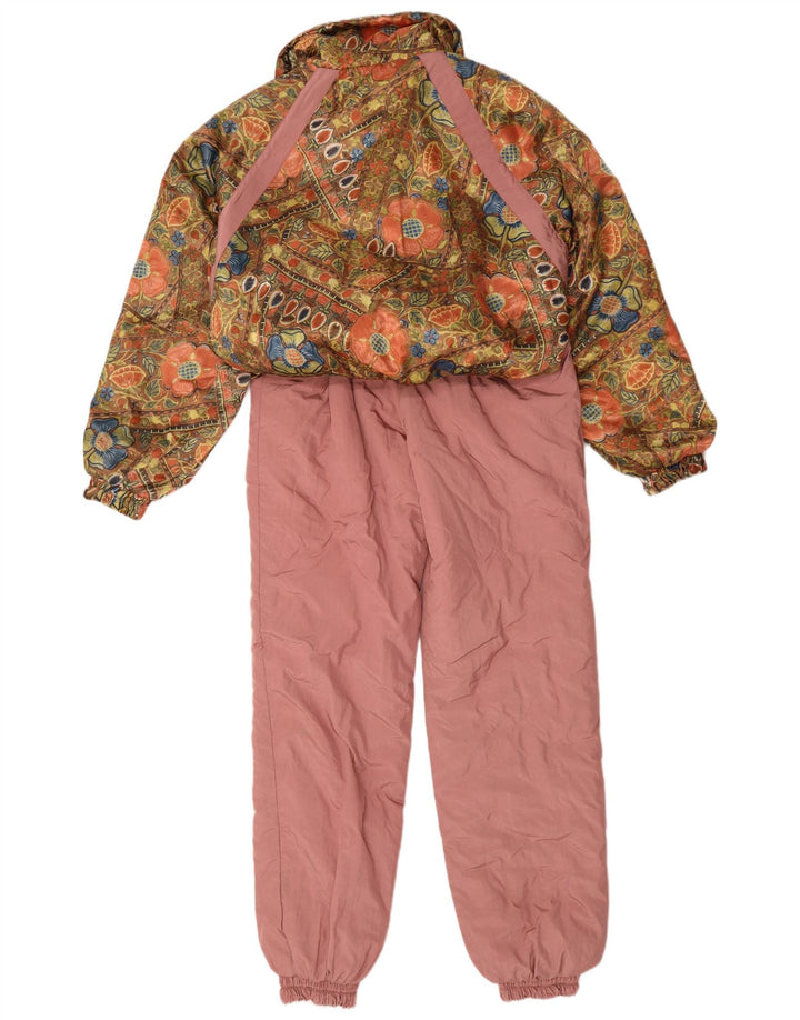 Vintage Womens Ski Jumpsuit UK 14 Medium  Pink Floral Polyester