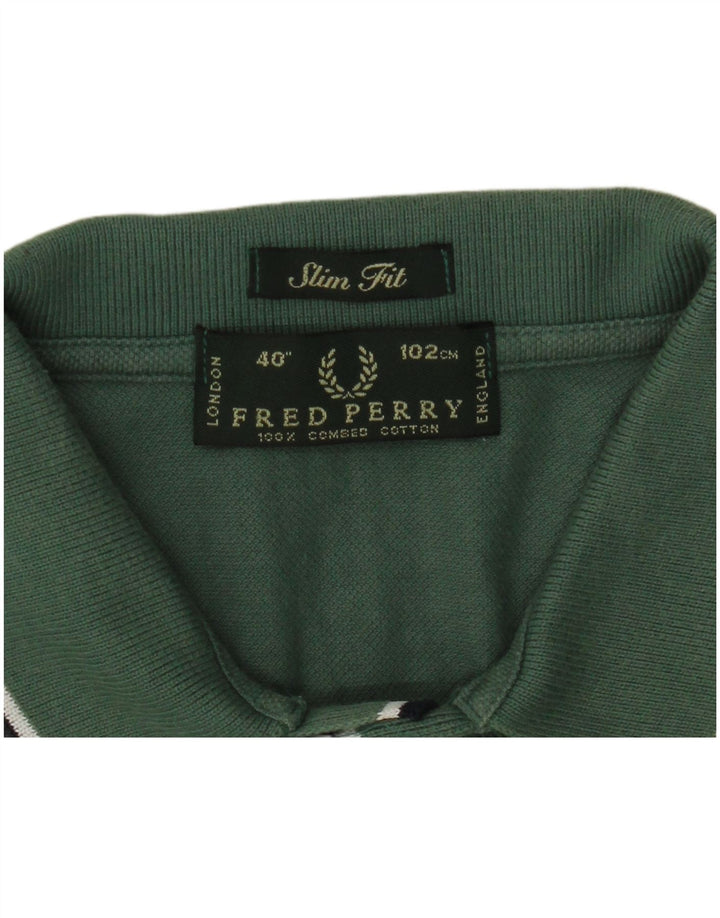 Fred Perry Mens Slim Fit Polo Shirt Medium Green Cotton