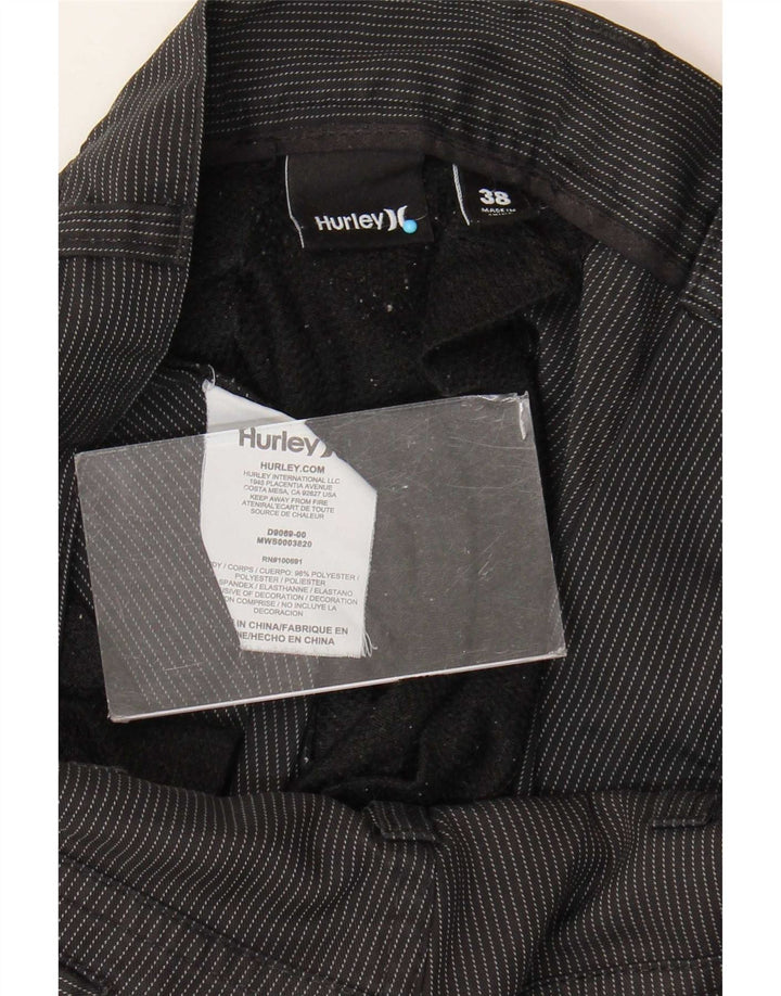 Hurley Mens Chino Shorts W38 XL Black Pinstripe Polyester