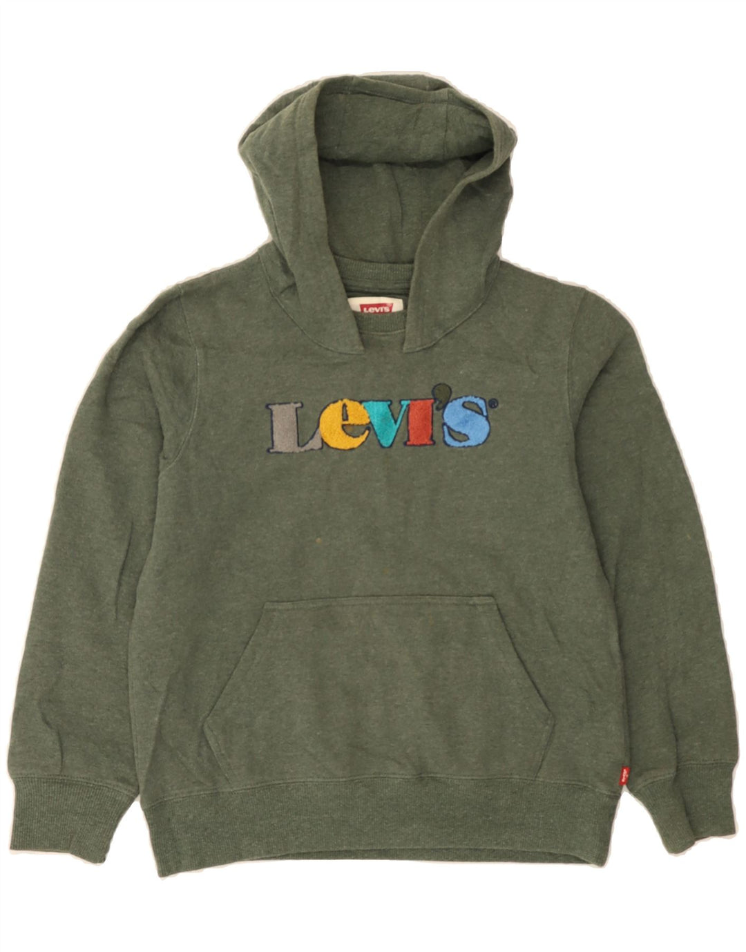 LEVI'S Boys Graphic Hoodie Jumper 11-12 Years Green Cotton Vintage Levi's and Second-Hand Levi's from Messina Hembry 