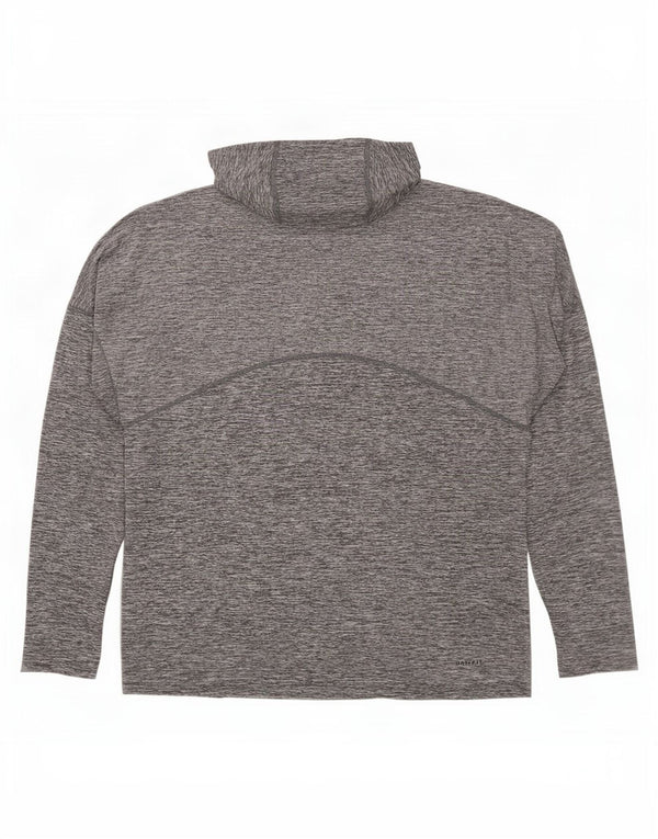 Nike Mens Dri Fit Hooded Graphic Top Long Sleeve Large Grey Flecked