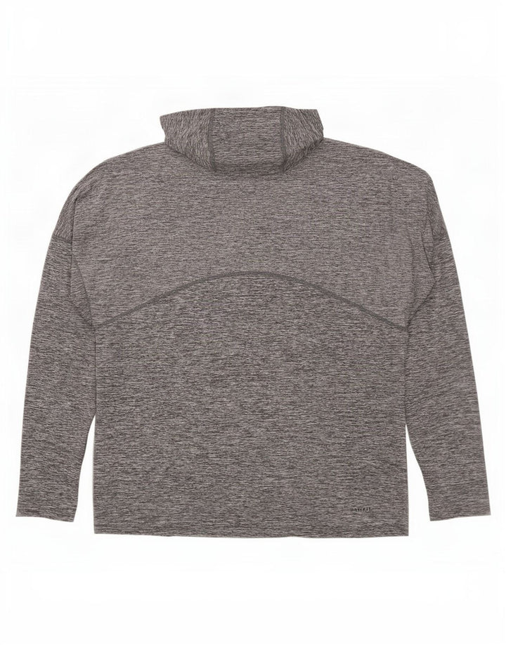 Nike Mens Dri Fit Hooded Graphic Top Long Sleeve Large Grey Flecked