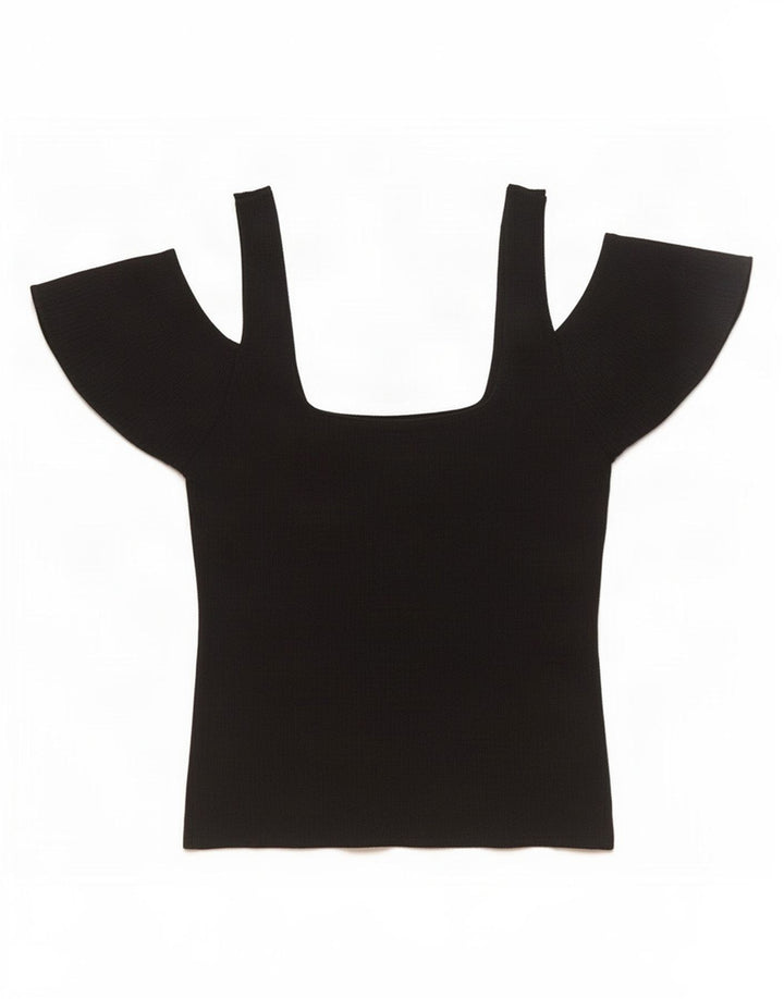Topshop Womens Off Shoulder Top UK 10 Small Black Viscose