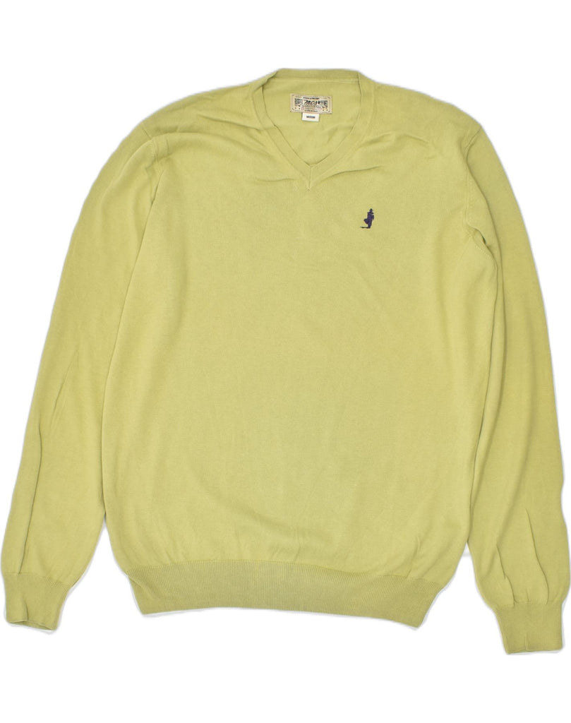 MARLBORO CLASSICS Mens V-Neck Jumper Sweater Medium Green Cotton | Vintage Marlboro Classics | Thrift | Second-Hand Marlboro Classics | Used Clothing | Messina Hembry 