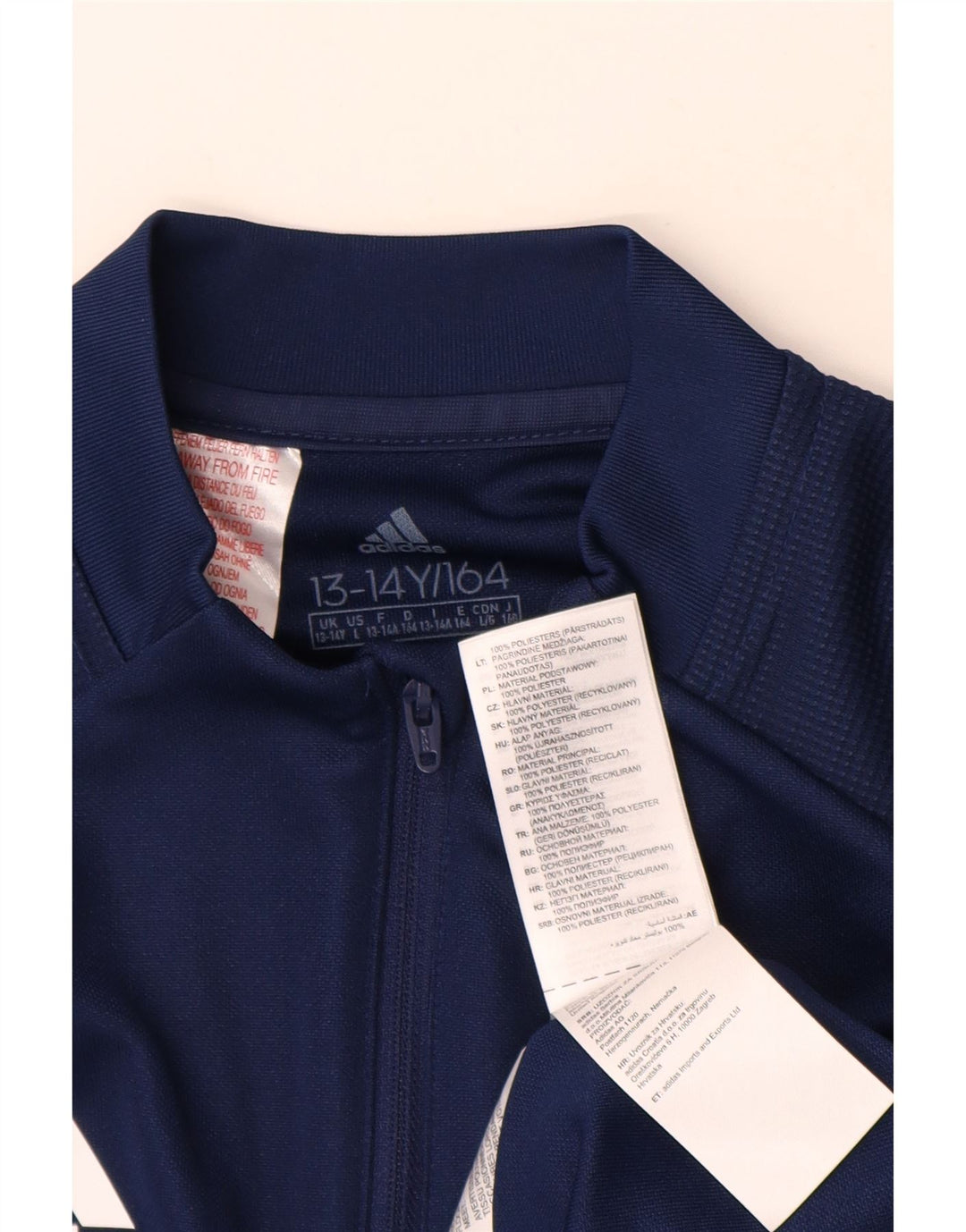 Adidas Boys Aeroready Zip Neck Pullover Tracksuit Top 13-14 Years Navy Blue