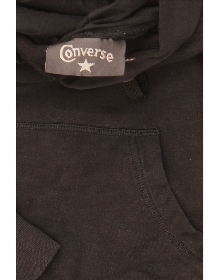 CONVERSE Womens Graphic Hoodie Jumper UK 12 Medium Black Cotton