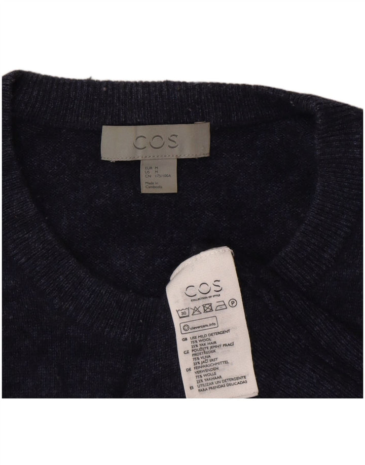 Cos Mens Crew Neck Jumper Sweater Medium Navy Blue Wool