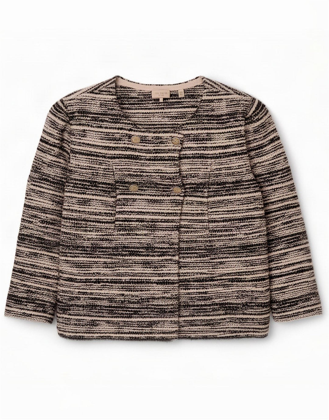 Ted Baker Womens Double Breasted Blazer Jacket Size 6 2XL Black Striped