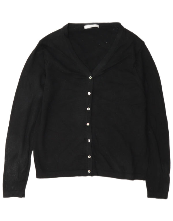 Marks & Spencer Womens Regular Fit Cardigan Sweater UK 12 Medium Black Wool