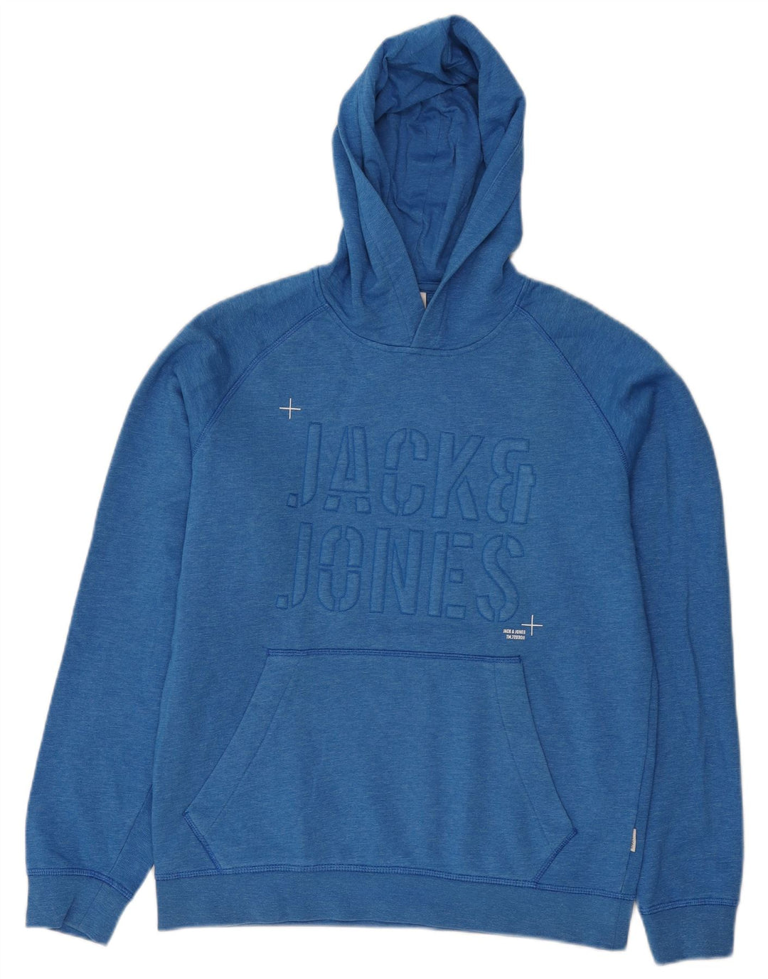Jack & Jones Mens Graphic Hoodie Jumper Medium Blue Cotton