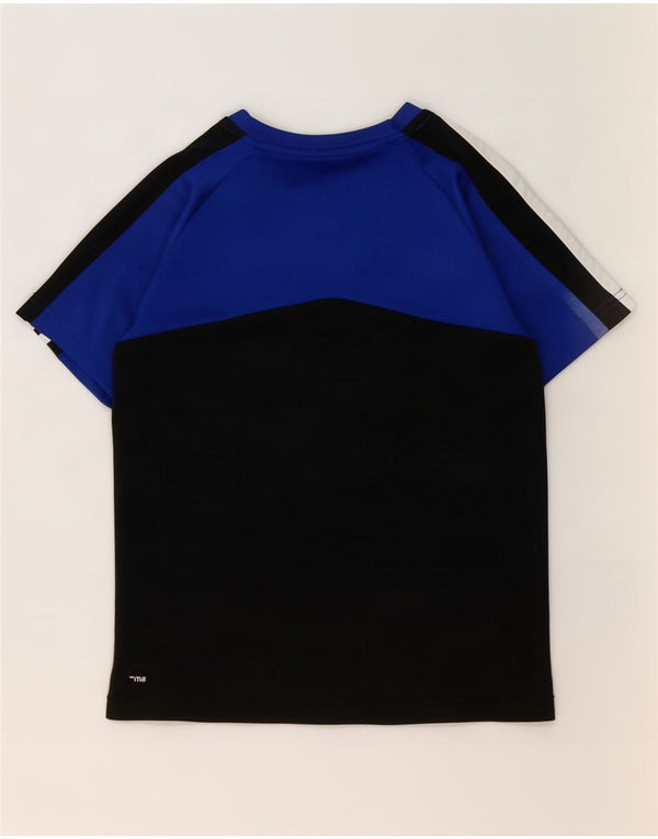 Adidas Boys Climalite T-Shirt Top 9-10 Years Blue Colourblock Polyester