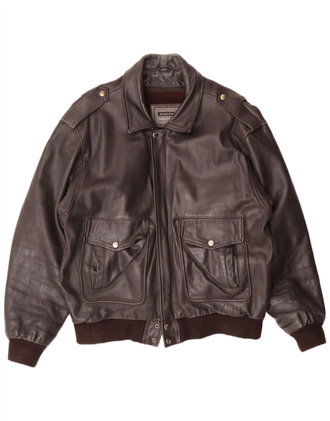 AVIATRIX Mens Flight Leather Jacket UK 42 XL Brown Leather Biker