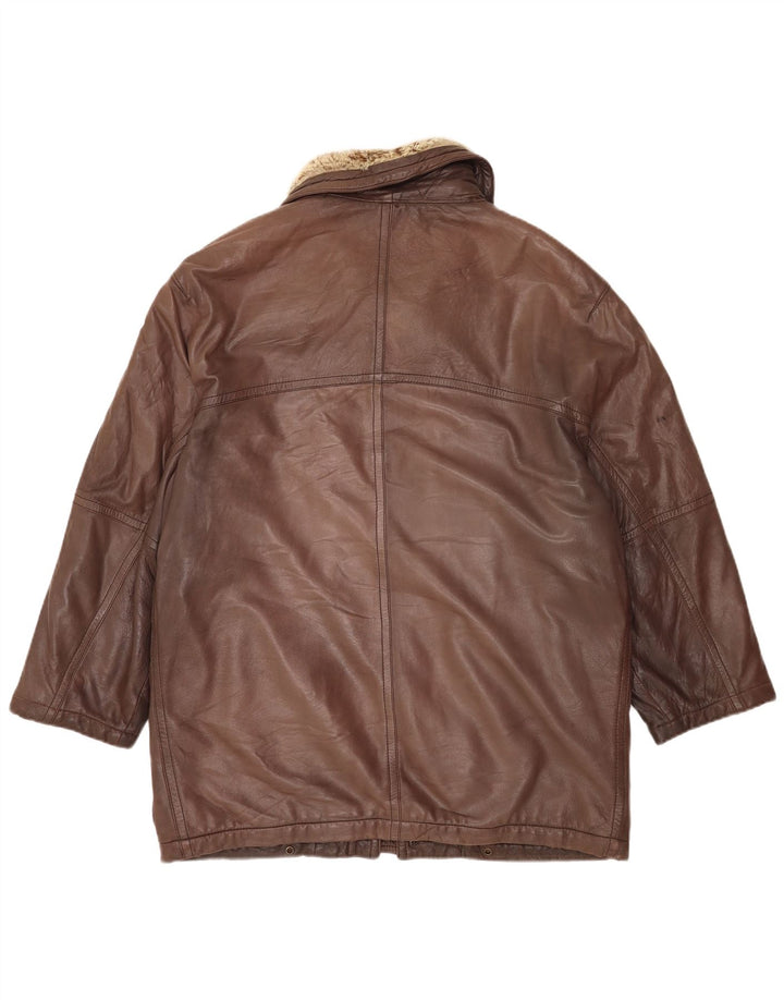 Vintage Mens Leather Coat EU 48 Medium Brown Leather